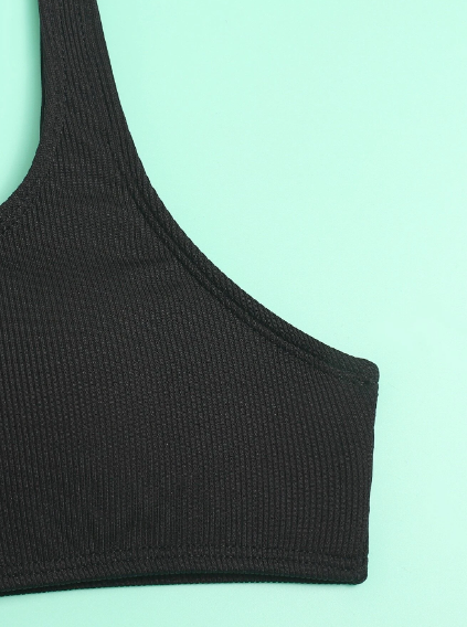 Maillot de bain côtelé noir - SHEIN