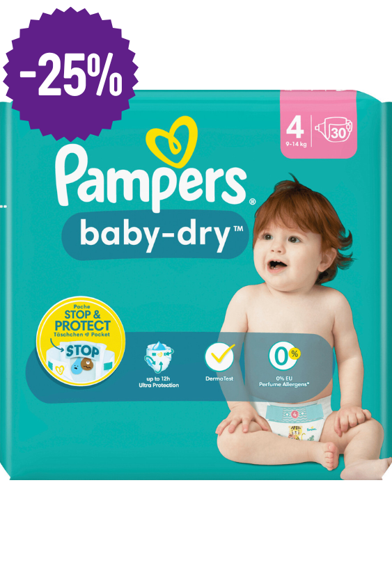 Couches bébé Pampers Baby-Dry - 30 couches - Taille 4 (9-14 kg)