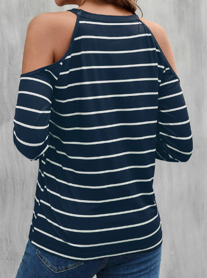 T-shirt à rayures à épaules dénudées