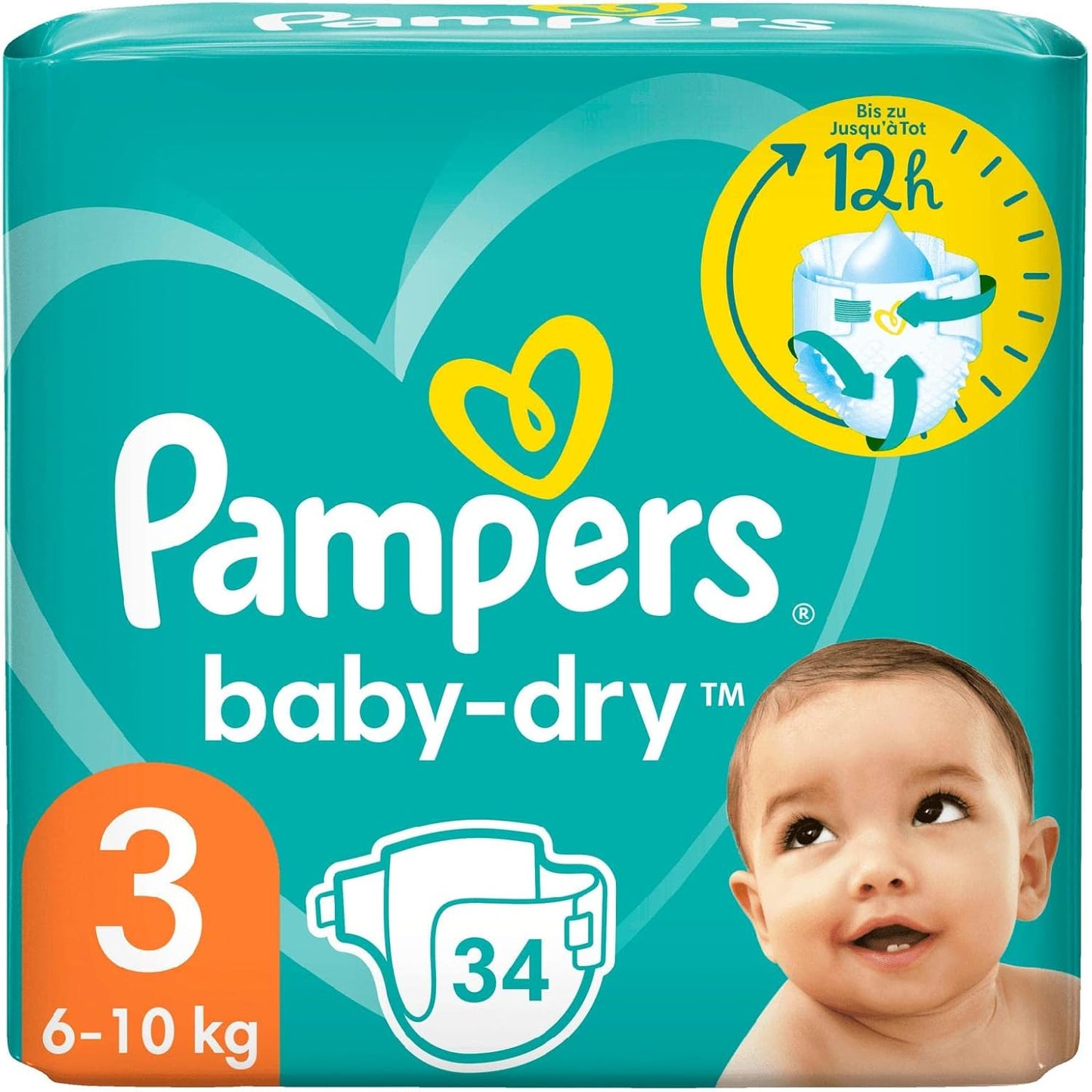 Couches bébé Pampers Baby Dry - 34 couches - Taille 3 (6-10 kg)