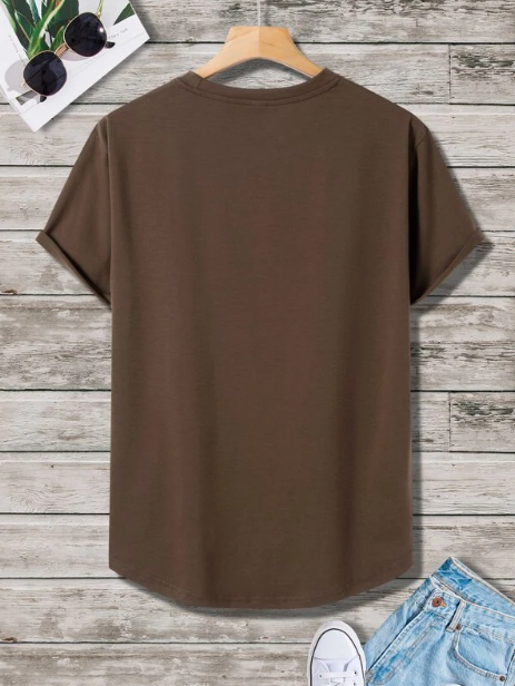 T-shirt marron imprimé blanc - SHEIN