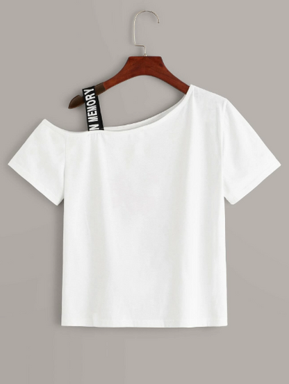 T-shirt asymétrique avec imprimé lettres