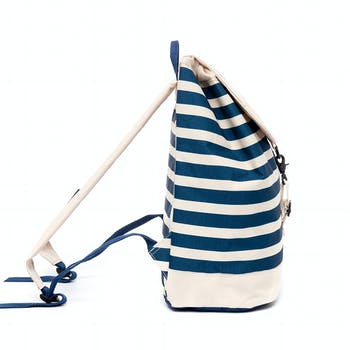 Sac à dos imperméable - Blanc à rayures bleues