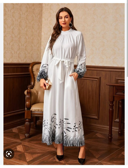 Robe blanche imprimé bleu