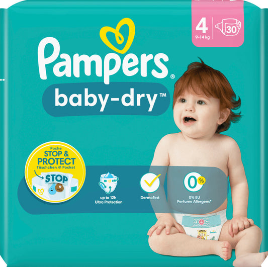 Couches bébé Pampers Baby-Dry - 30 couches - Taille 4 (9-14 kg)