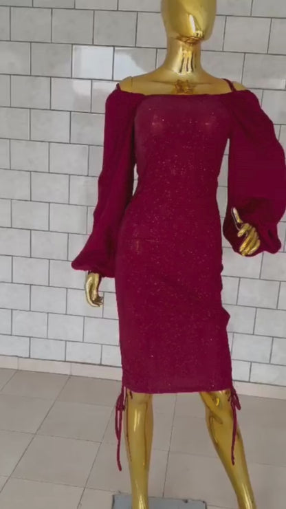 Robe rouge bordeaux à paillette